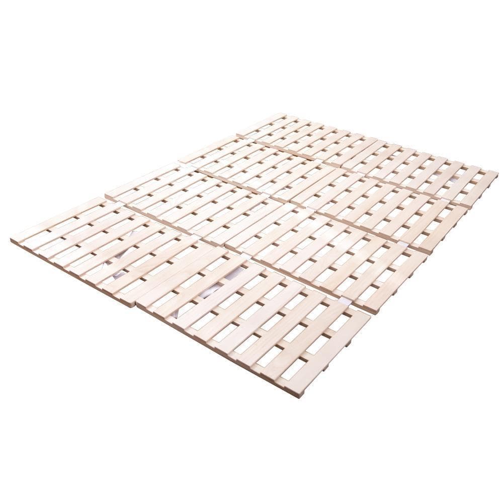 すのこベッド　折りたたみ　天然桐四つ折りベッドフレーム　木製ダブル4折桐木床 D