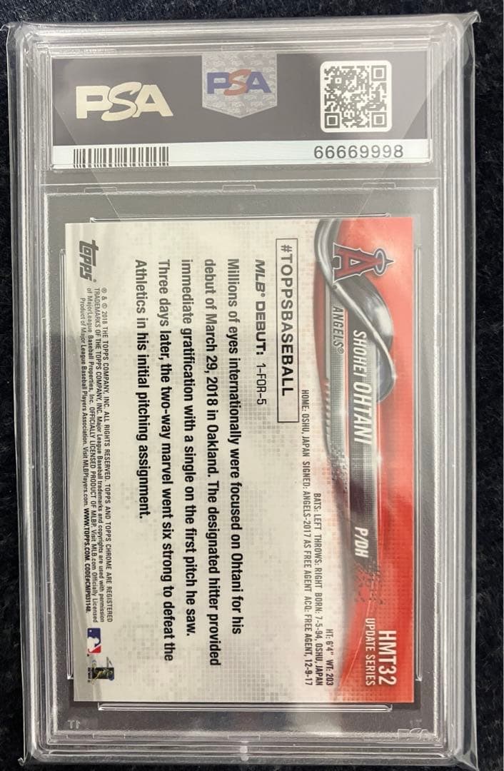 大谷翔平2018 Topps Crome PSA10 ルーキーHMT32
