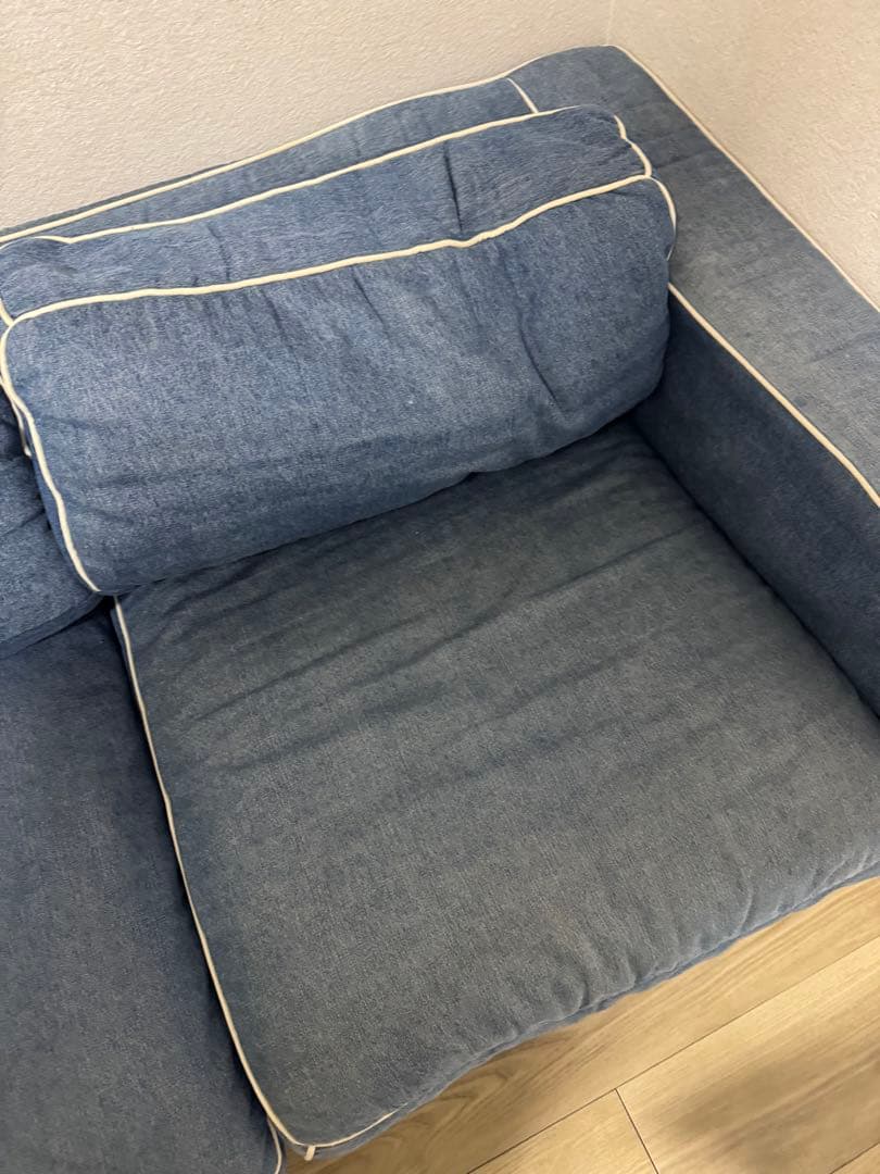 デニムブルー 2人掛けソファ