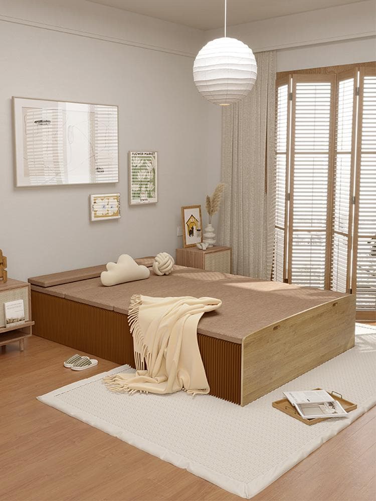 ペーパー折りたたみベッド幅120㎝高さ16㎝組立不要 マットレス付き 一人暮らし