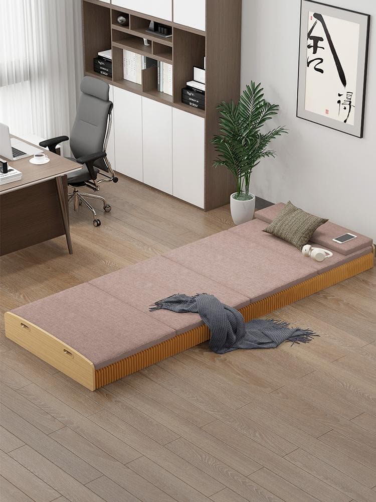 ペーパー折りたたみベッド幅120㎝高さ16㎝組立不要 マットレス付き 一人暮らし