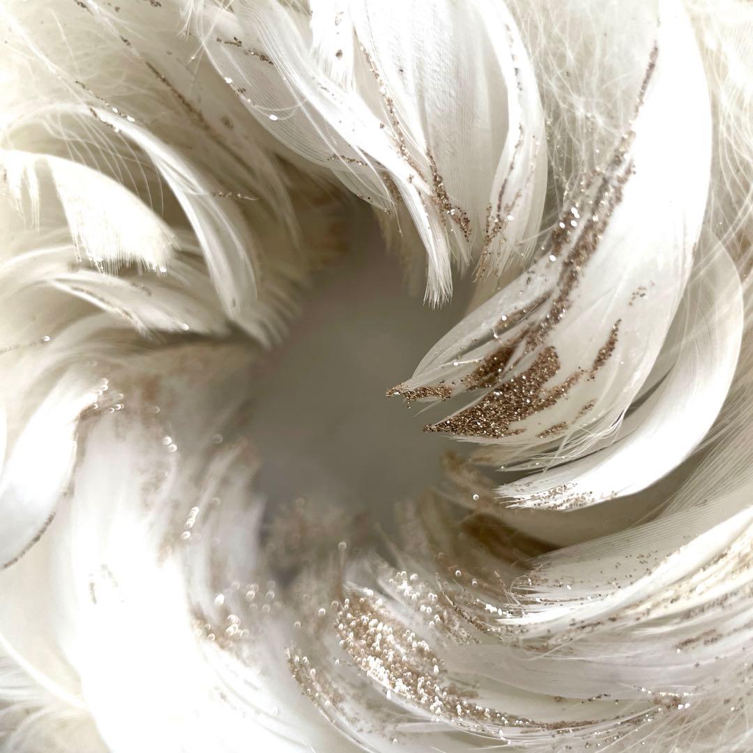 新品ZARA HOMEフェザーリース白 ゴールドラメホワイトクリスマス