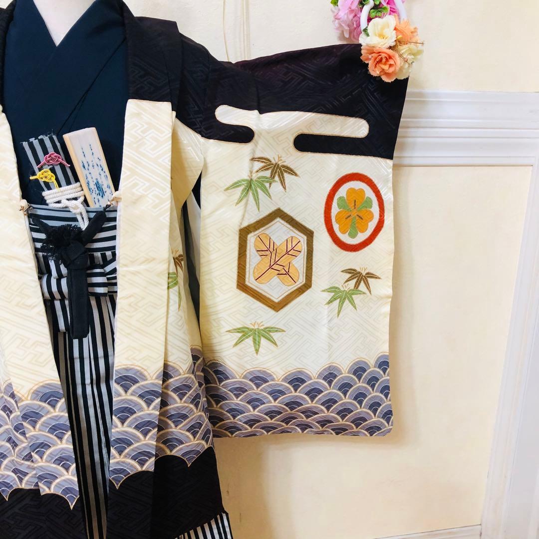 七五三 五歳‼️鷹 荒波 金彩❤️深紫にクリーム系 完全フルセット‼️家から揃える無し