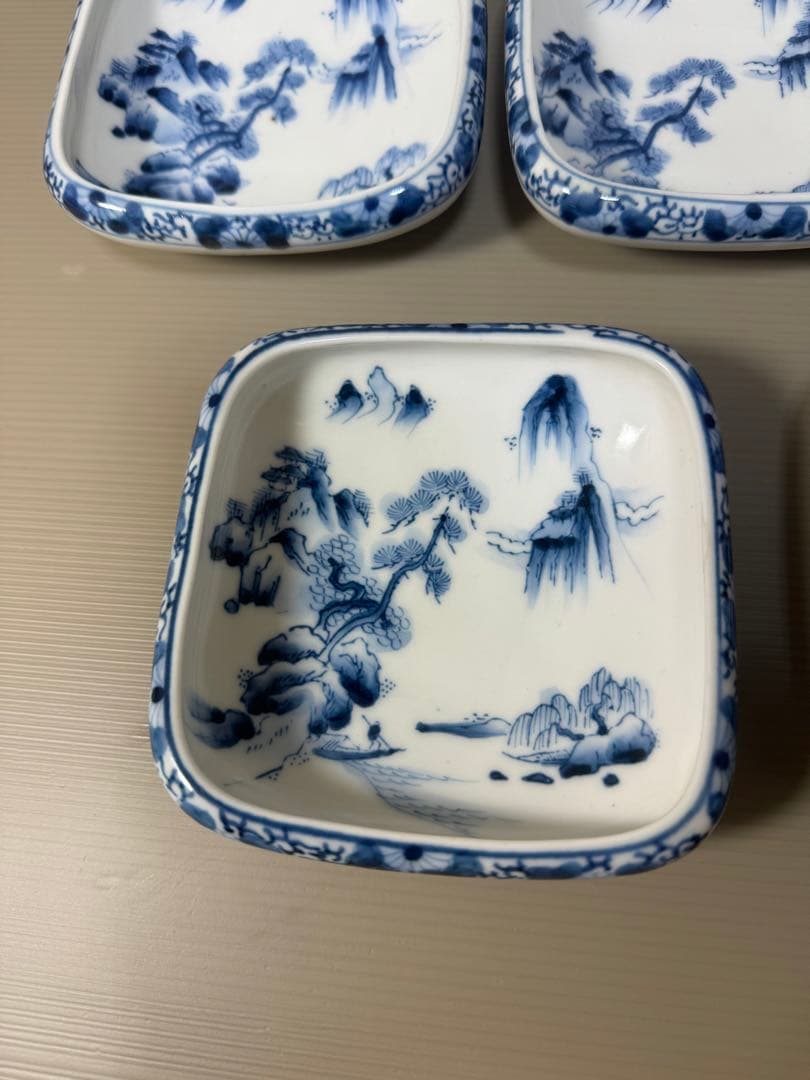 2224 九谷焼 角福 染付山水 中鉢 10客 時代物 - メルカリ