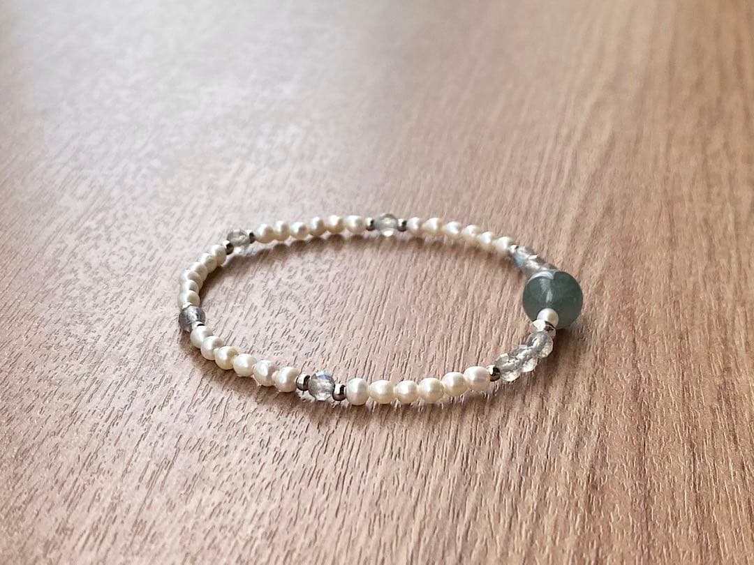 ブルートルマリン ラブラドライト 天然石 パール ブレスレット