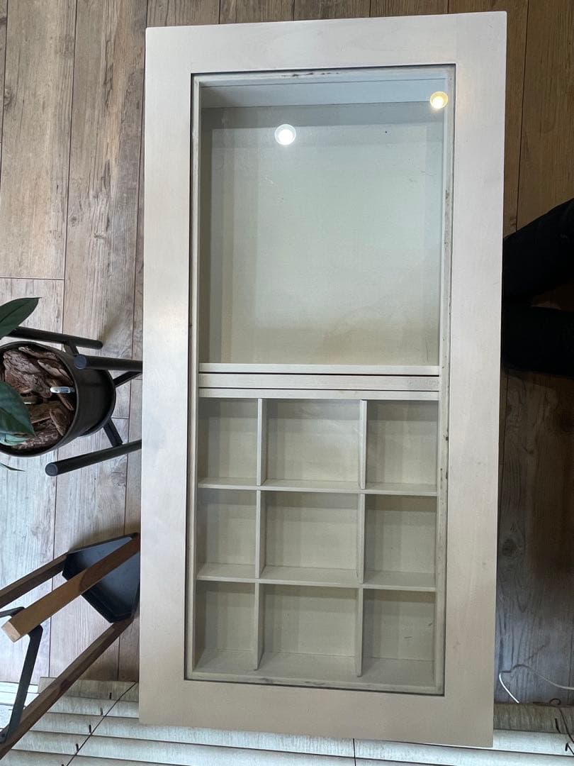 ホワイト ガラステーブル 引き出し付き