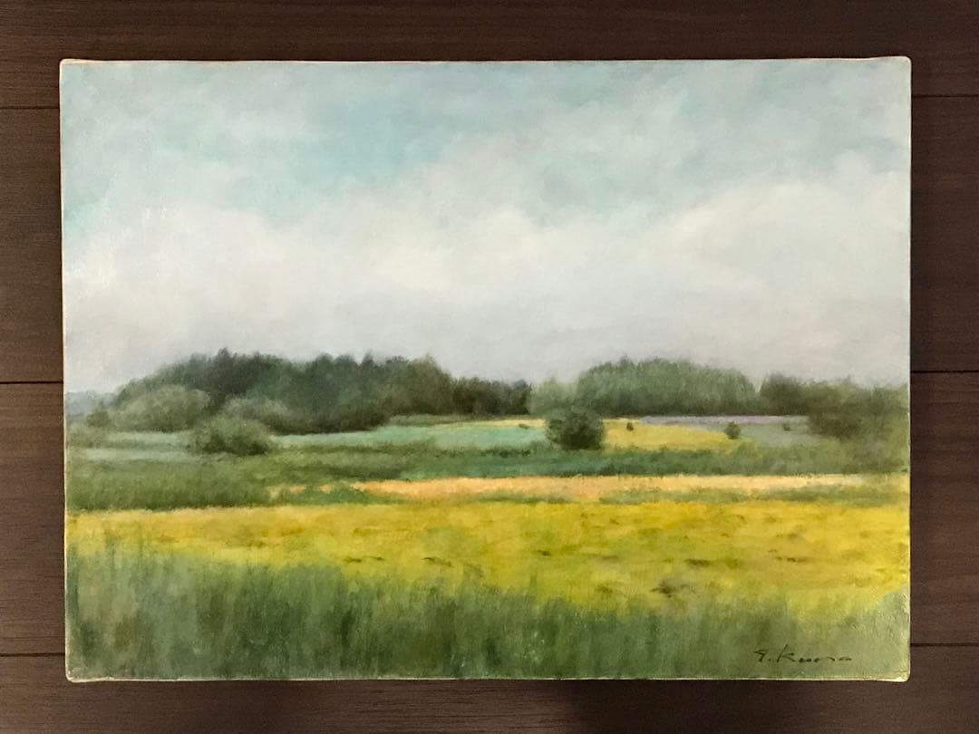 黒川達也　「車窓から」P8　油彩画 真作 風景画 宮永岳彦師事　額無し