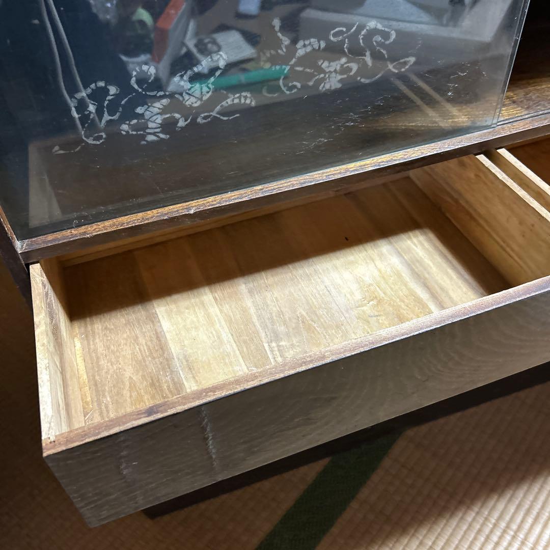 長期保管品 茶箪笥 茶タンス 木製 ガラス ビンテージ アンティーク 昭和レトロ