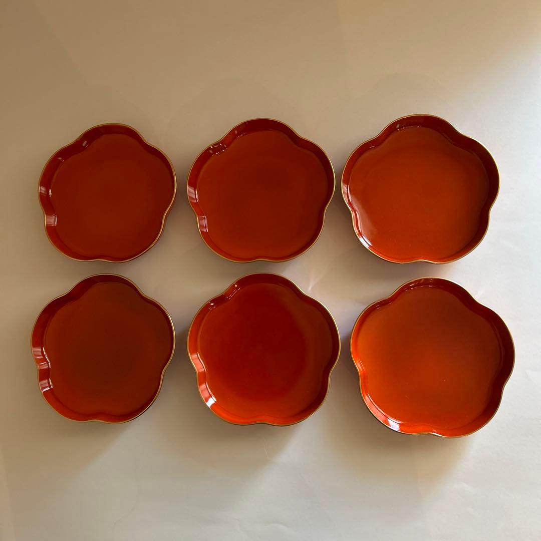 深川製磁金縁輪花皿六客