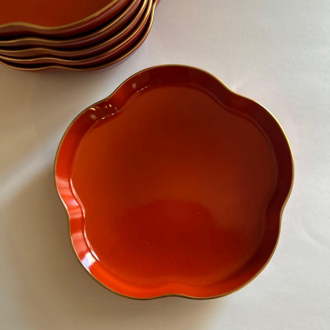 深川製磁金縁輪花皿六客