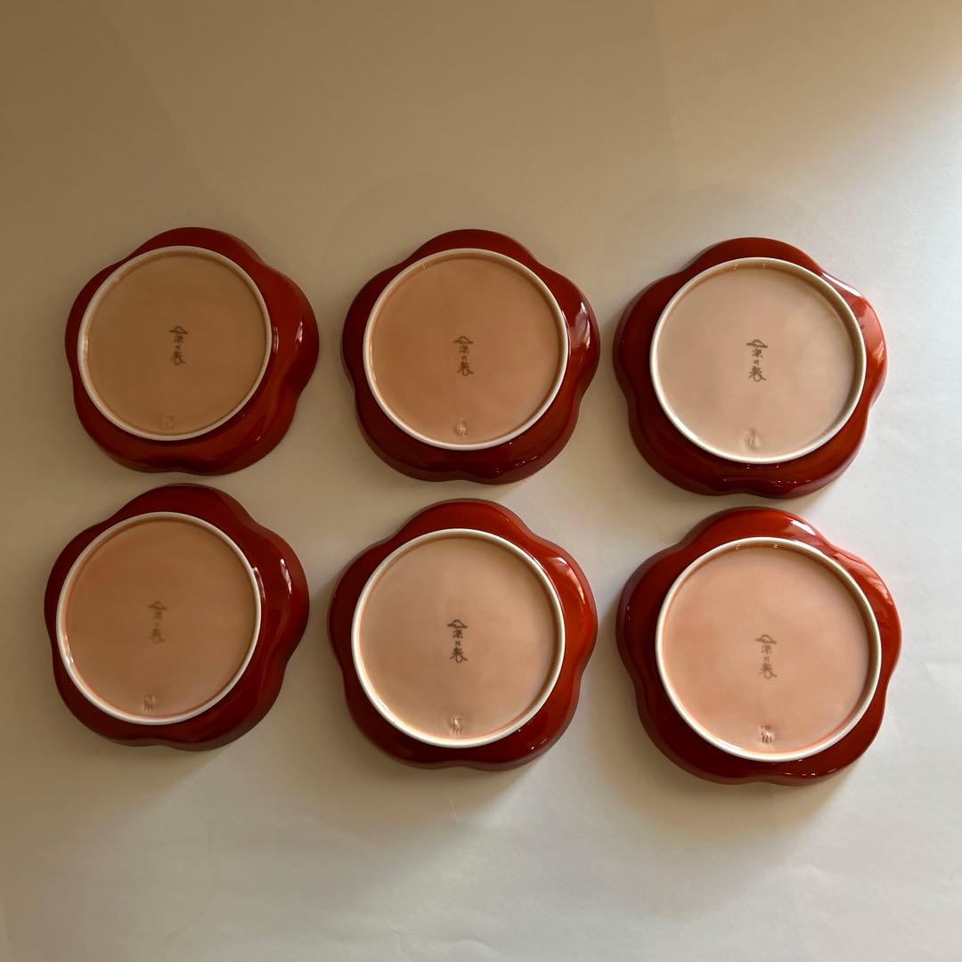 深川製磁金縁輪花皿六客