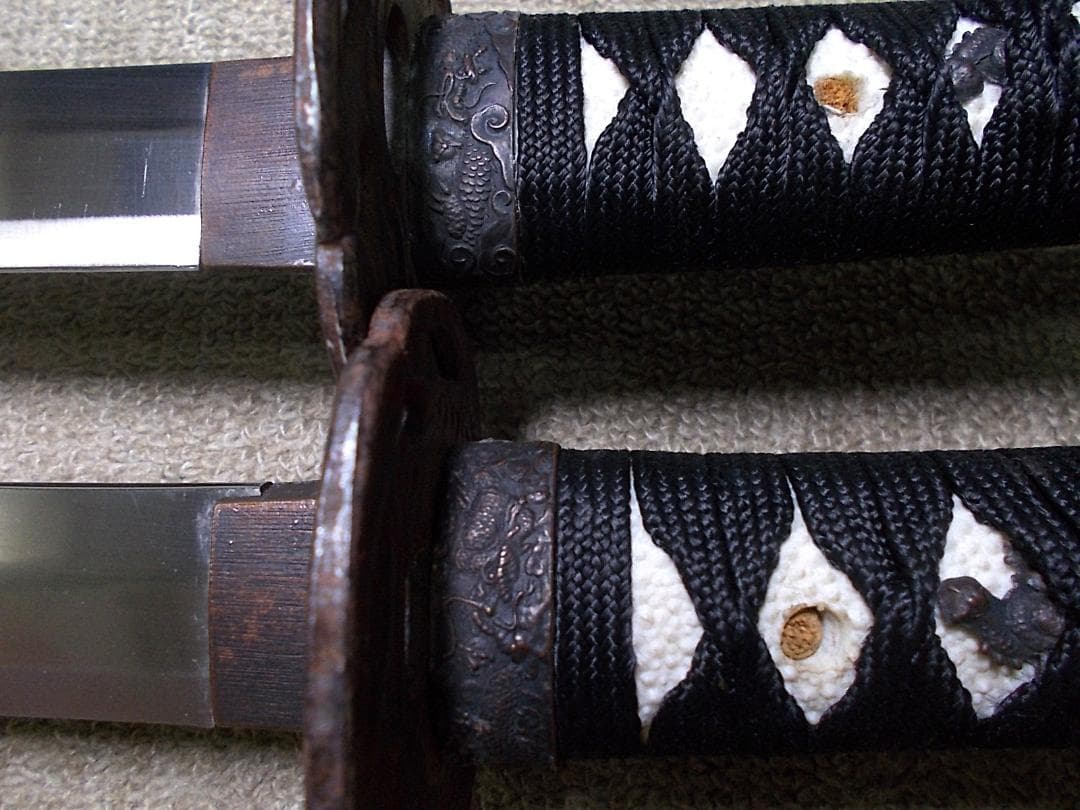 模造刀 居合刀 日本刀全長102cm1289g 67.5cm801g 鉄鍔 竹編