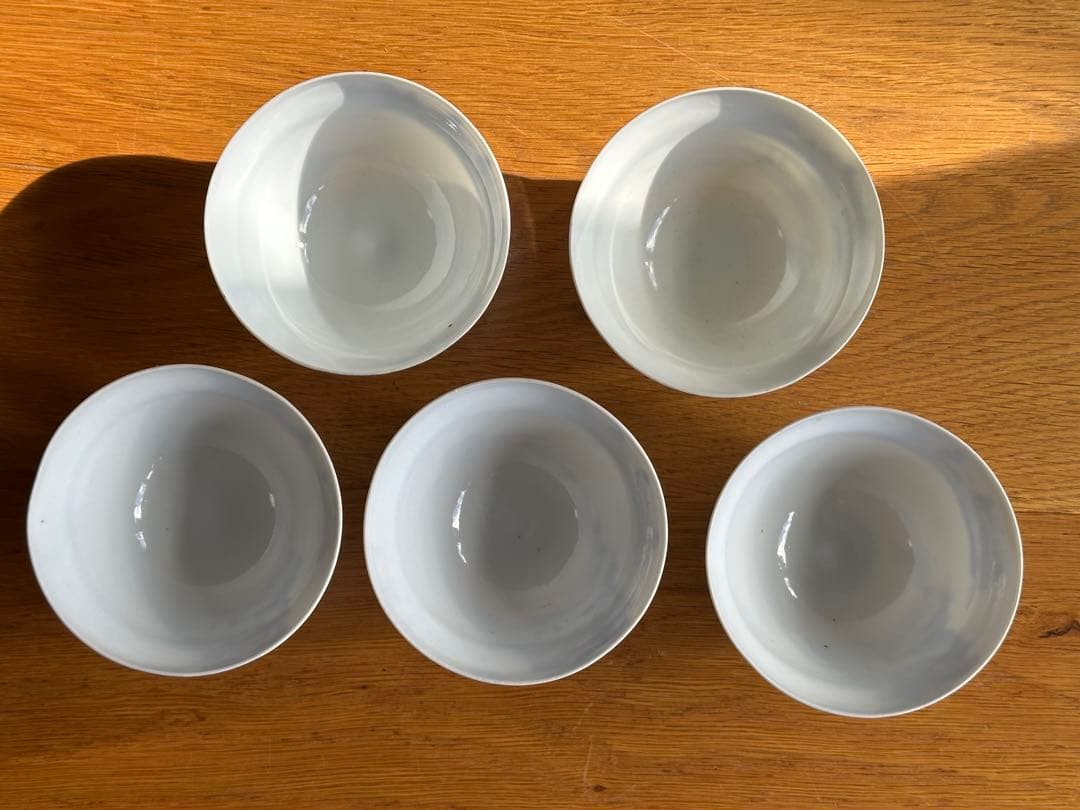 【超珍品】透ける薄さ！古伊万里　卵殻手　染付山水人物紋　蓋物　5客セット有田焼