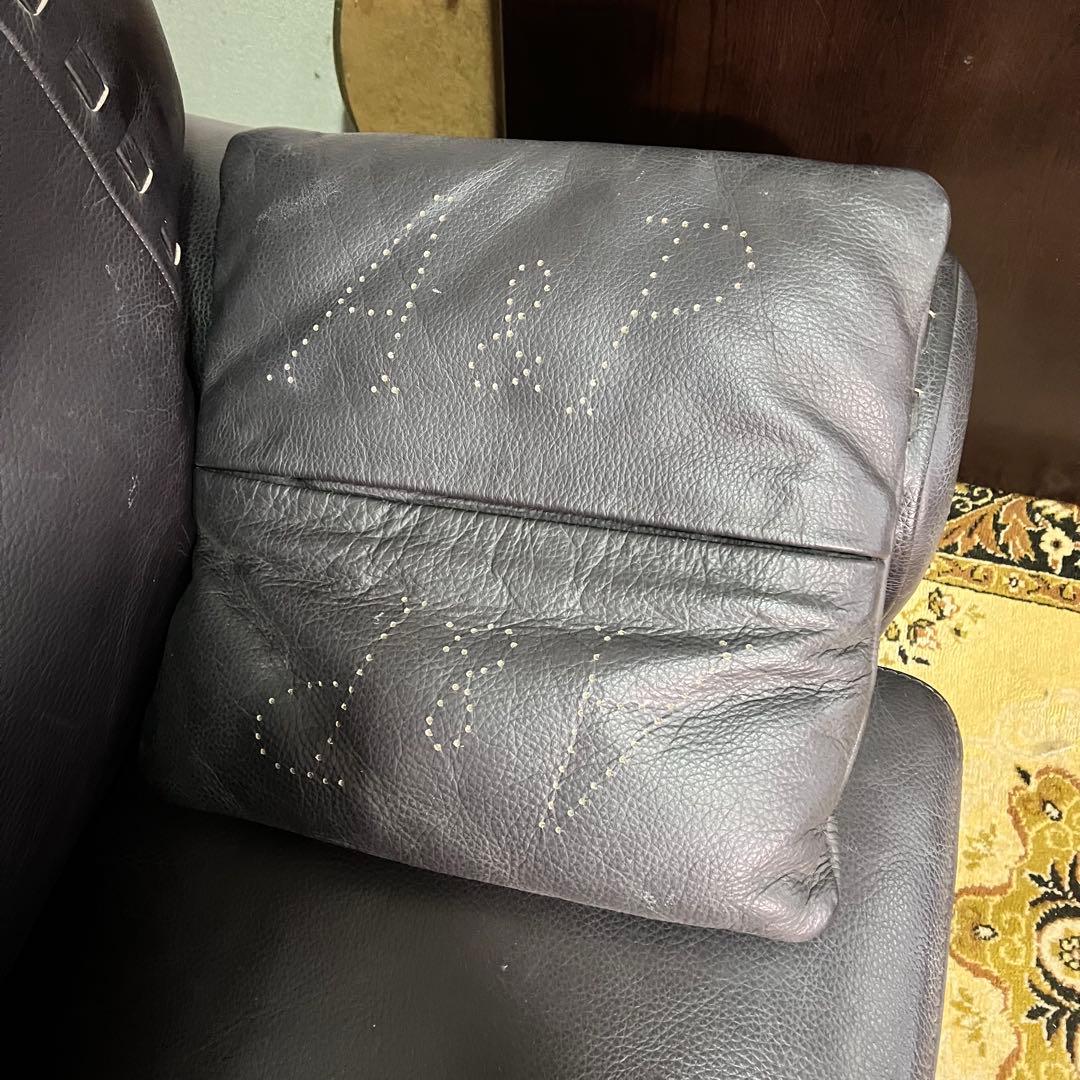 ꧁クラシック家具꧂クッション付2人掛けレザーソファ アーム 合成皮革 リビング