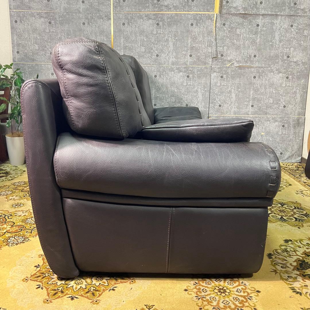 ꧁クラシック家具꧂クッション付2人掛けレザーソファ アーム 合成皮革 リビング