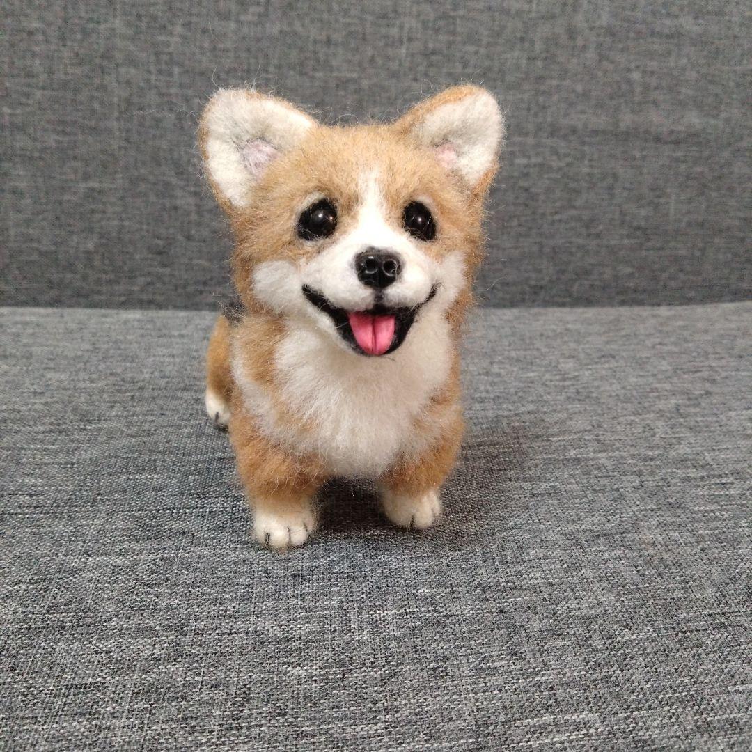 羊毛フェルト コーギー　犬　ハンドメイド　ぬいぐるみ　置物