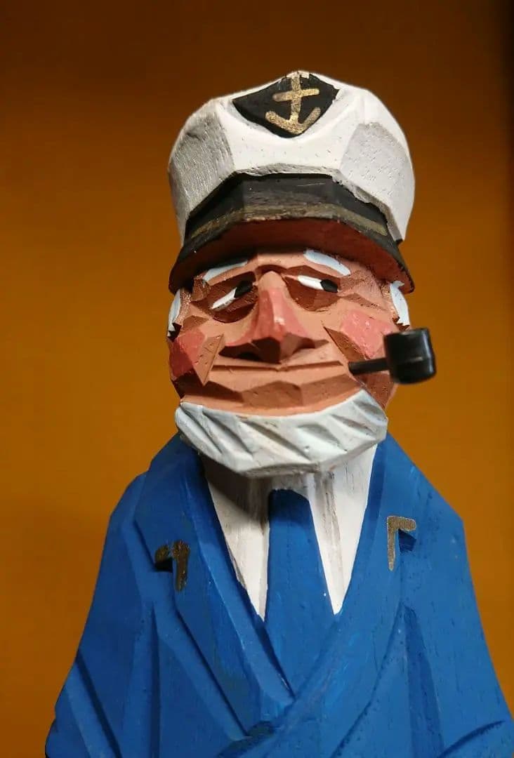 人形　木彫　船長　彫像　オブジェ　置物　インテリア　工芸品　美術品　A1078