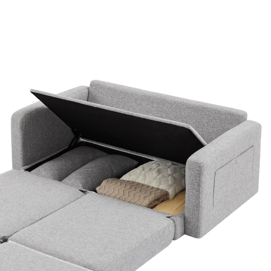 グレー ソファベッド 二人掛け モダンデザイン
