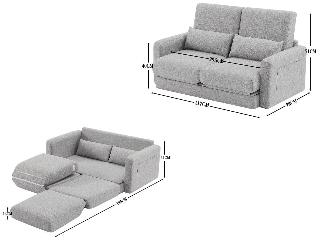 グレー ソファベッド 二人掛け モダンデザイン