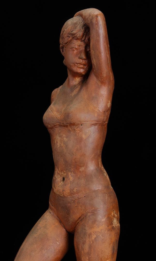 彫刻家【林昭三】石膏 少女像 高さ52㎝ 女性像 人物像 彫刻 美術品 日展会員