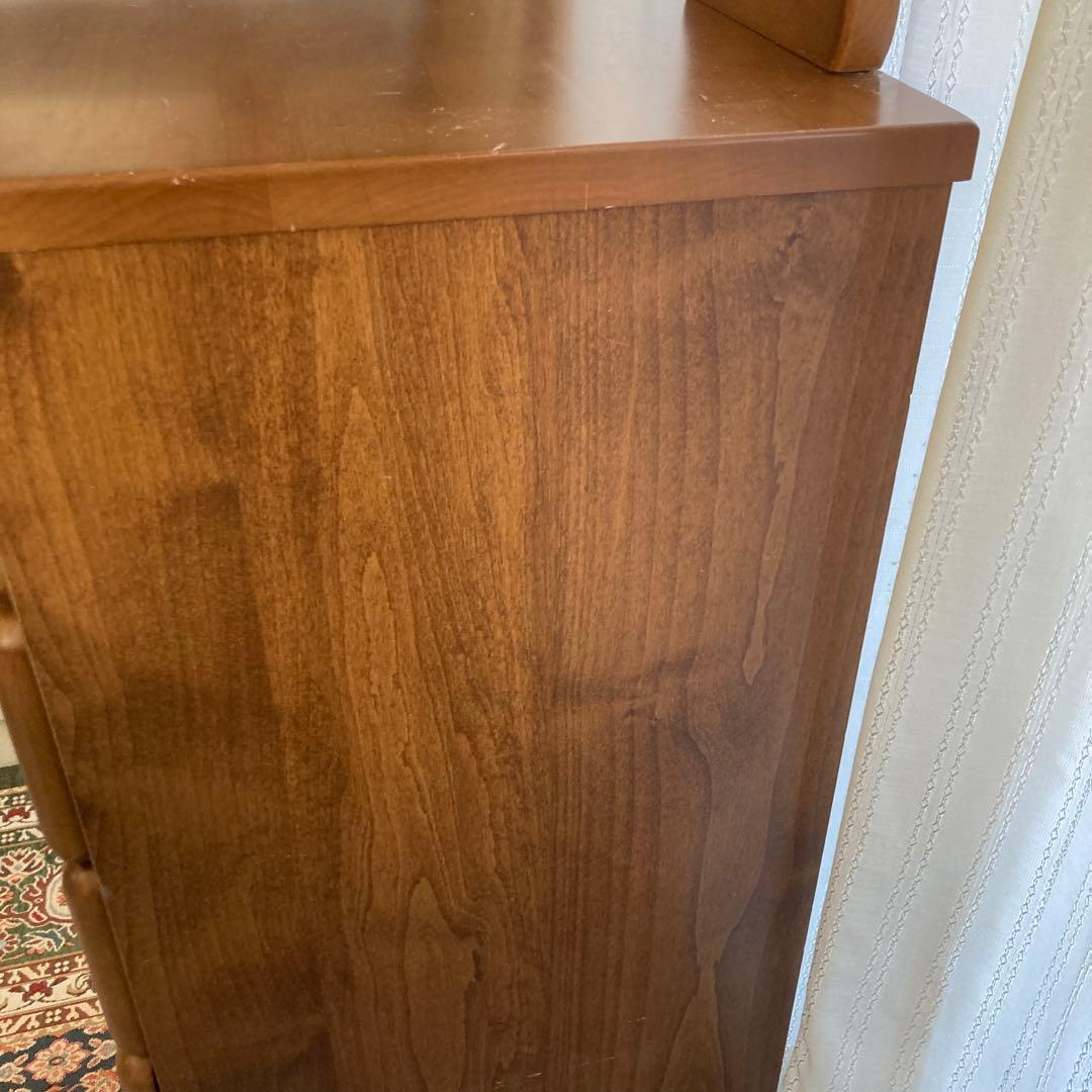 5段引き出し　電話台　チェスト　猫　木製　足跡