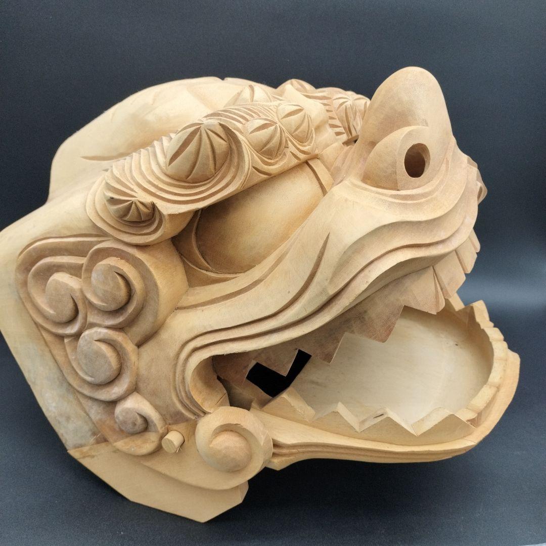 木製 獅子頭 彫刻