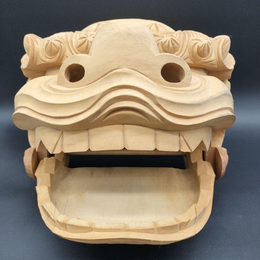 木製 獅子頭 彫刻