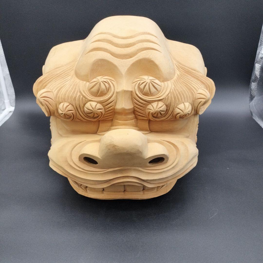 木製 獅子頭 彫刻