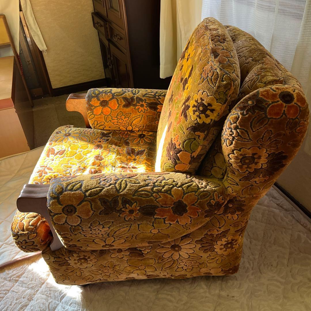 レトロ花柄1人掛けソファ