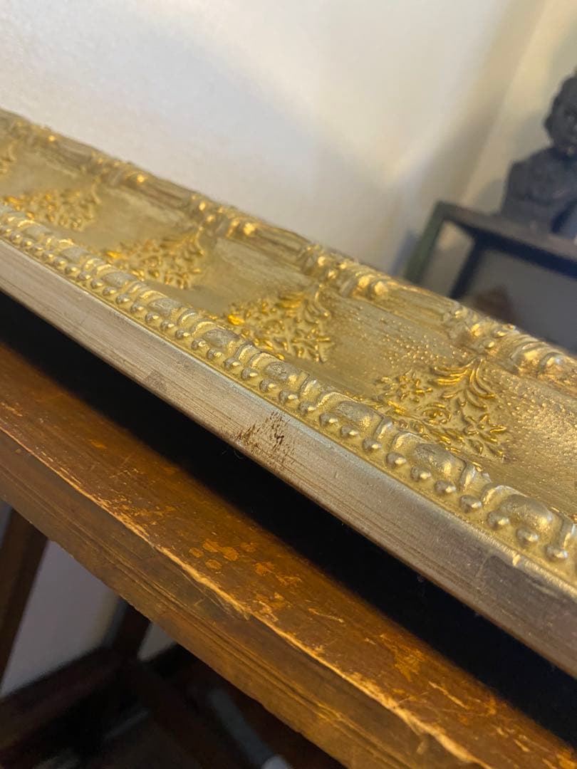 アンティーク　ミラー　鏡　壁掛け　レトロ　姿見　ヴィンテージ　ゴールド