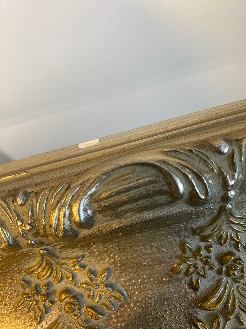 アンティーク　ミラー　鏡　壁掛け　レトロ　姿見　ヴィンテージ　ゴールド