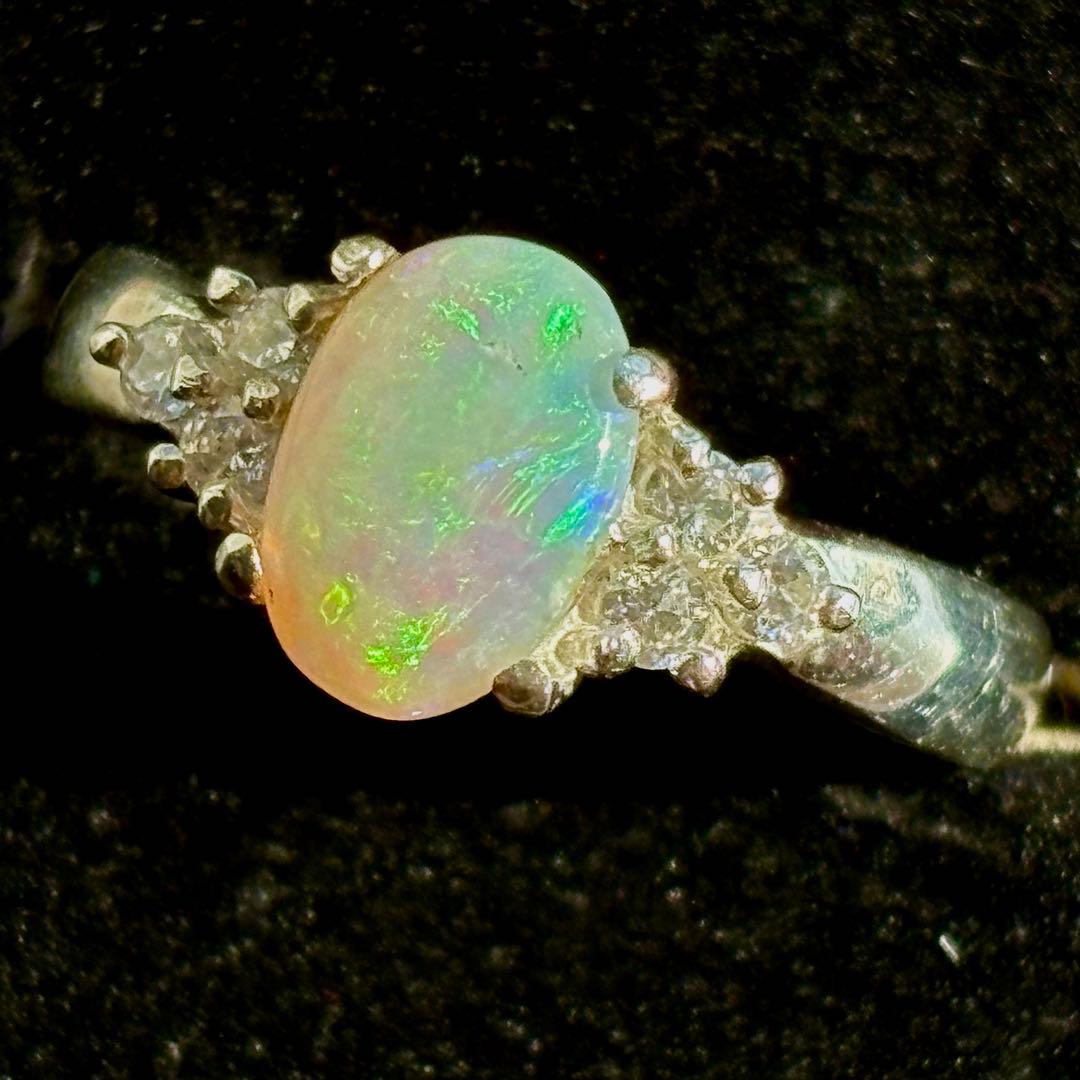 0.88ct　クーバーピディオパール シルバーリング　キュービックジルコニア付き