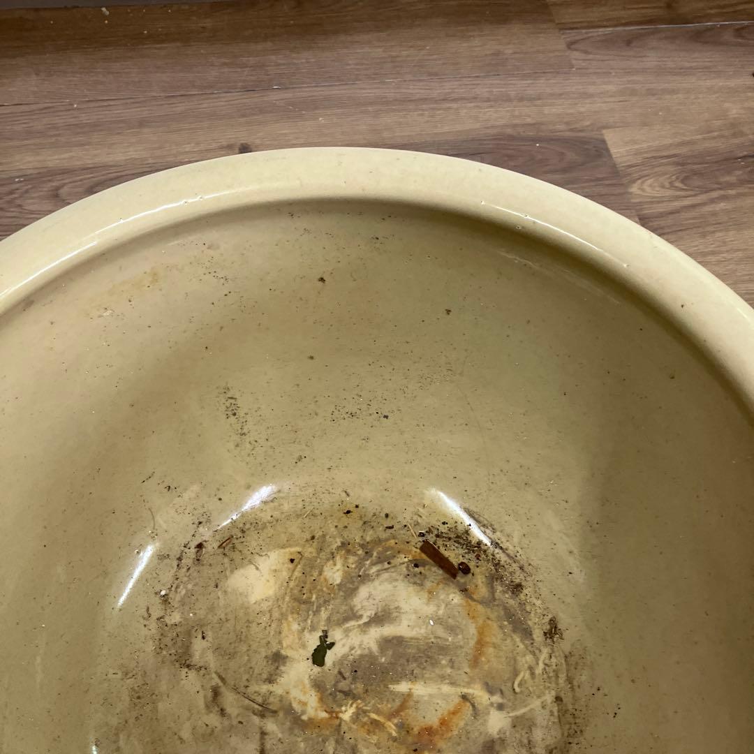 C-5 昭和レトロ アンティーク 陶器製 大型ボウル 火鉢 水鉢 睡蓮鉢