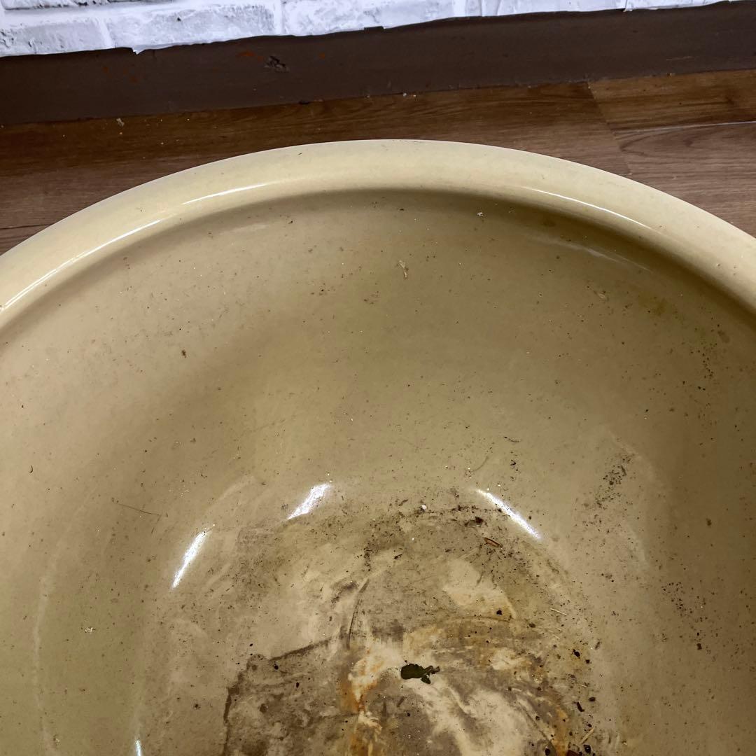 C-5 昭和レトロ アンティーク 陶器製 大型ボウル 火鉢 水鉢 睡蓮鉢