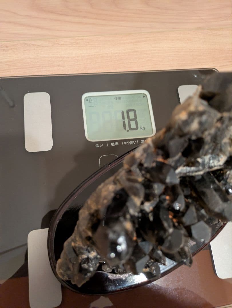 超高品質✨ 大迫力！ モリオン クラスター 木製台座付き 黒水晶