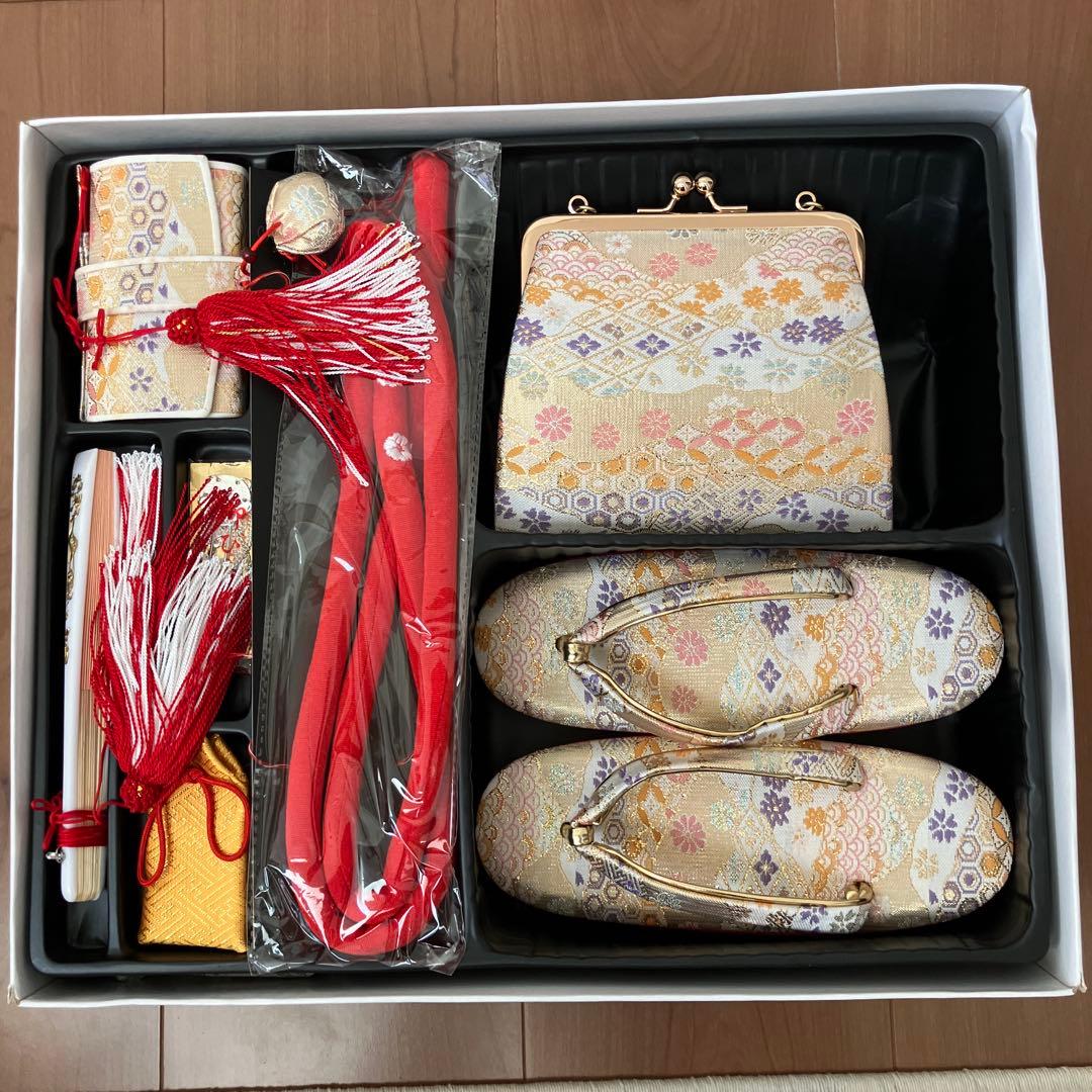 七五三 七歳 四つ身 西織ピンク花柄着物 フルセット 小紋柄