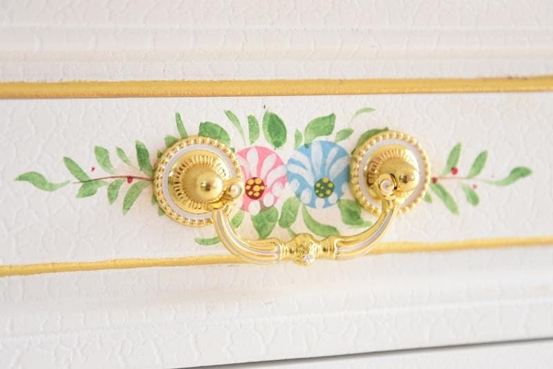 ロココ調 ガラス天板付き ミニチェスト/ナイトテーブル