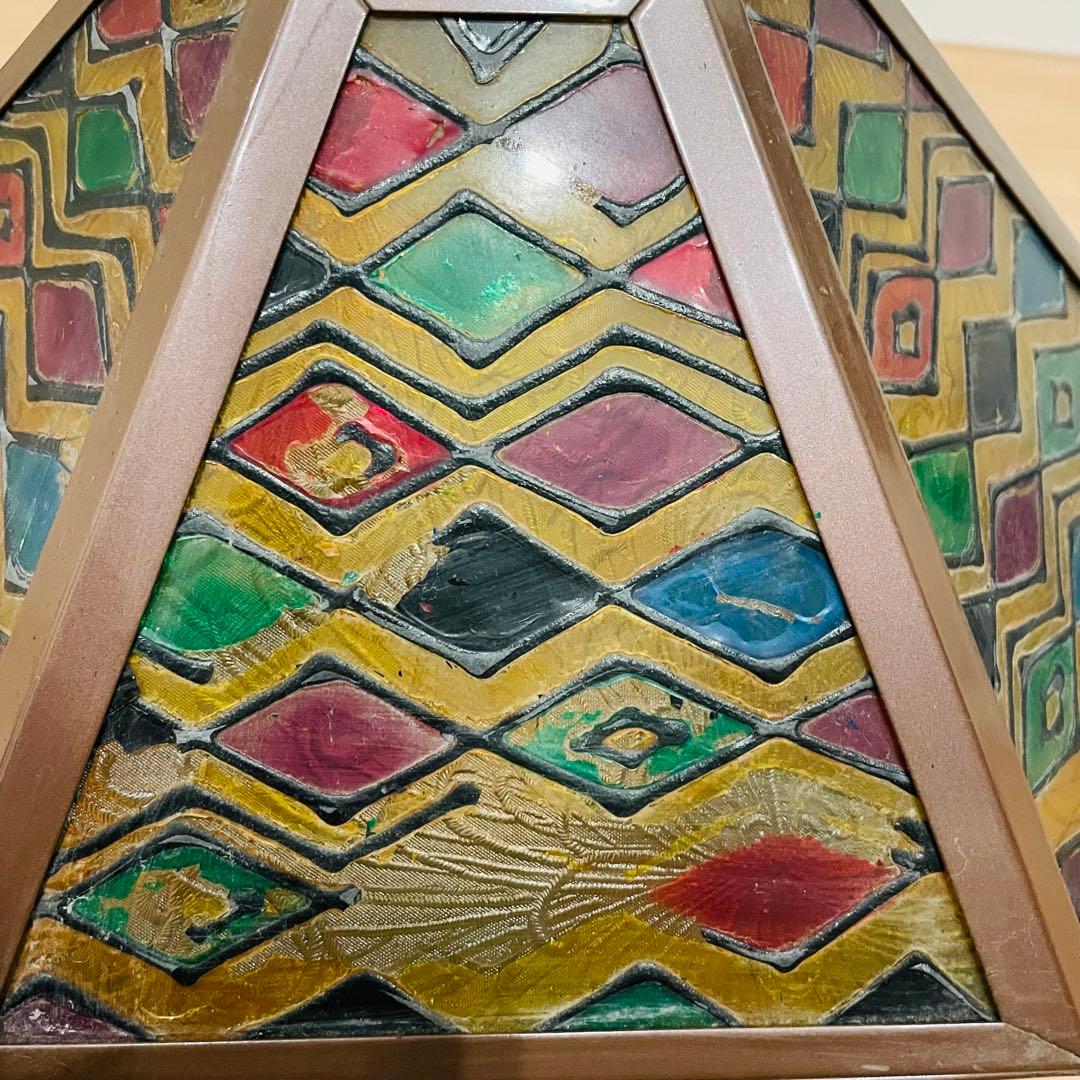 昭和レトロ KINGSTON ペンダントライト ステンドグラス カフェ 金属