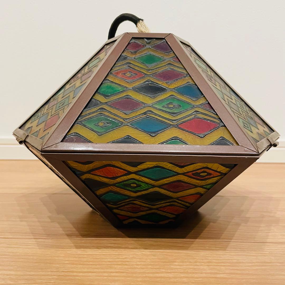 昭和レトロ KINGSTON ペンダントライト ステンドグラス カフェ 金属