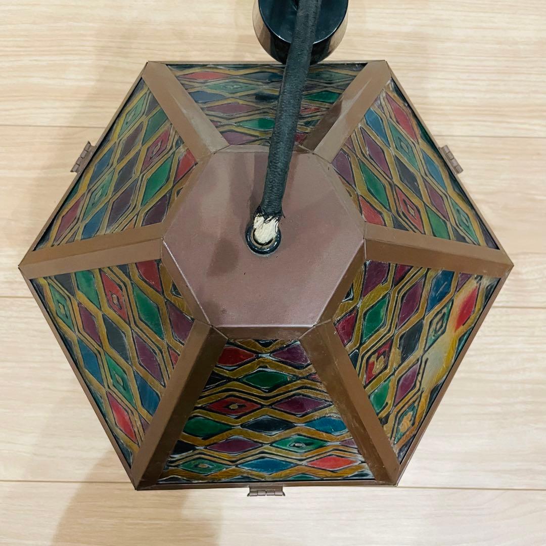 昭和レトロ KINGSTON ペンダントライト ステンドグラス カフェ 金属