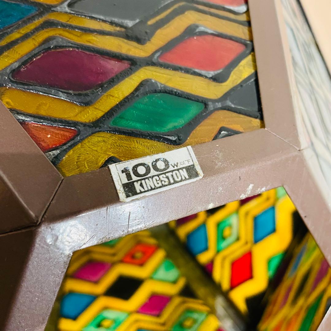 昭和レトロ KINGSTON ペンダントライト ステンドグラス カフェ 金属