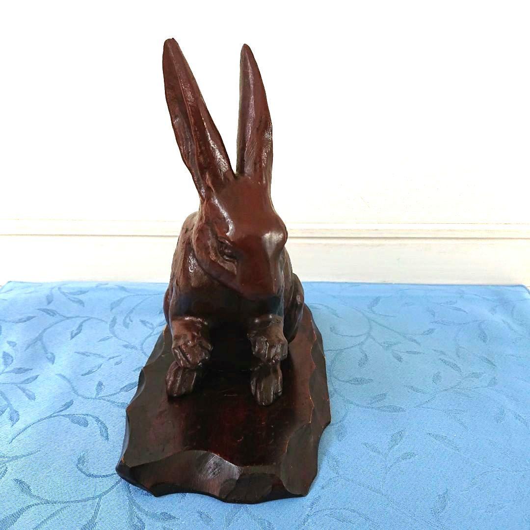 ブロンズ製アンティークうさぎの置物 (干支飾り)