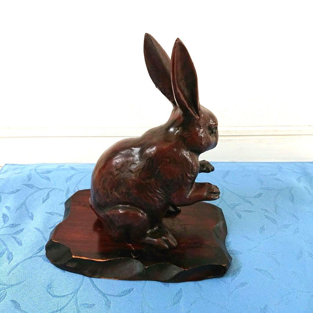 ブロンズ製アンティークうさぎの置物 (干支飾り)