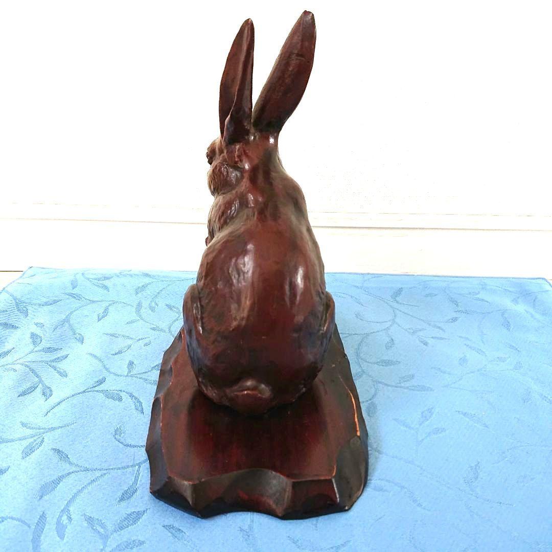 ブロンズ製アンティークうさぎの置物 (干支飾り)