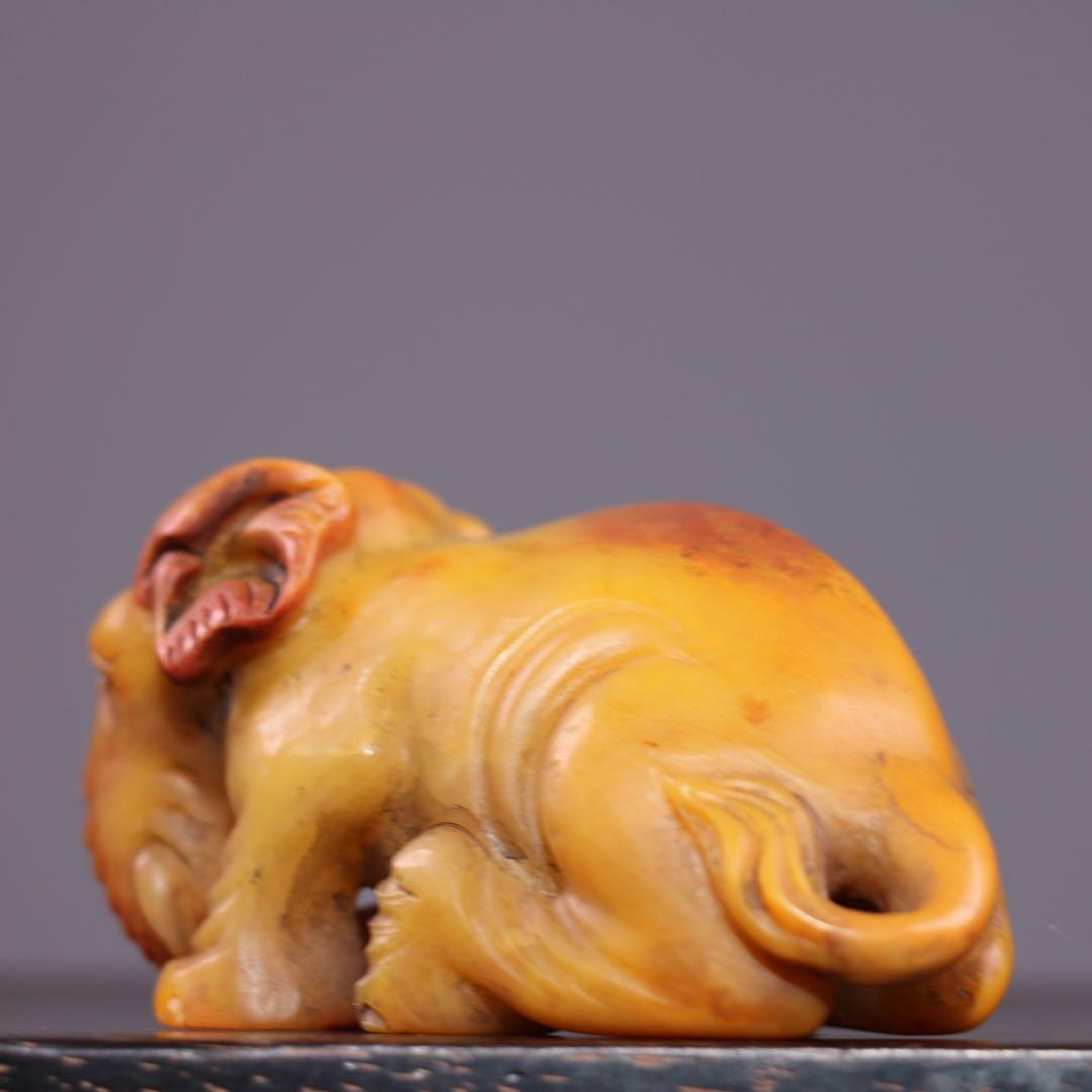 旧蔵　極細工彫刻　天然　寿山石 象　置物　古美術　美品　逸品　アンティーク