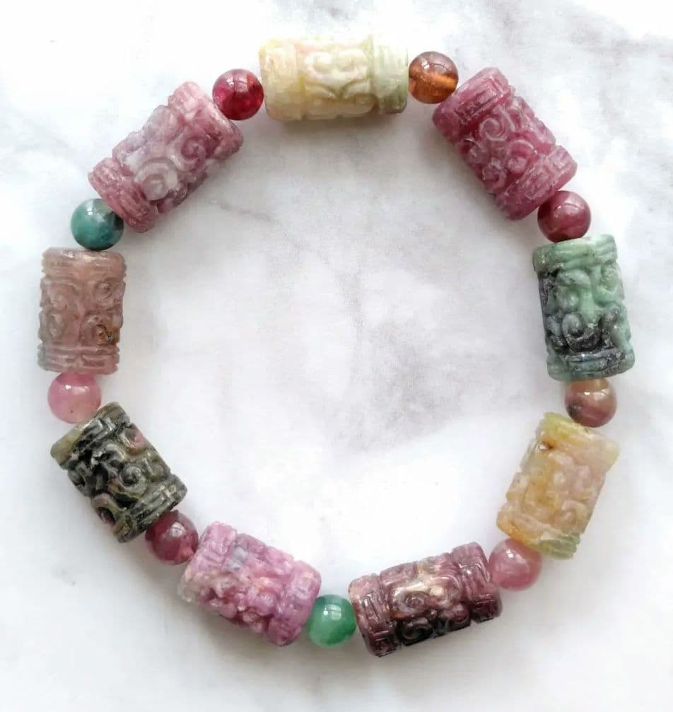 マット カラフルトルマリン マニ車 サイズ16㌢