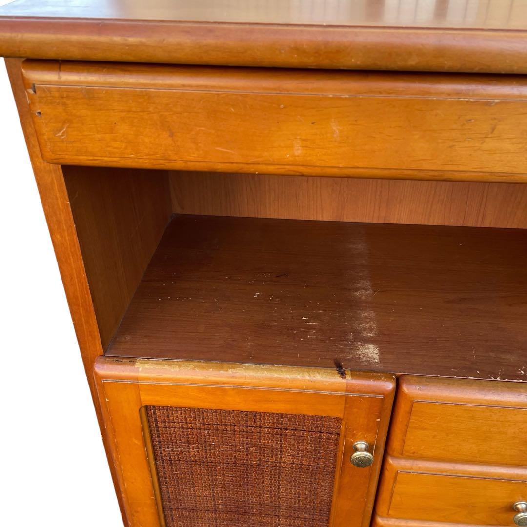 maruni 姫路マルニ　ラタン調　キャビネット 電話台　棚 レトロ タンス