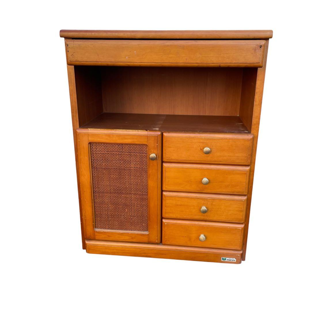 maruni 姫路マルニ　ラタン調　キャビネット 電話台　棚 レトロ タンス