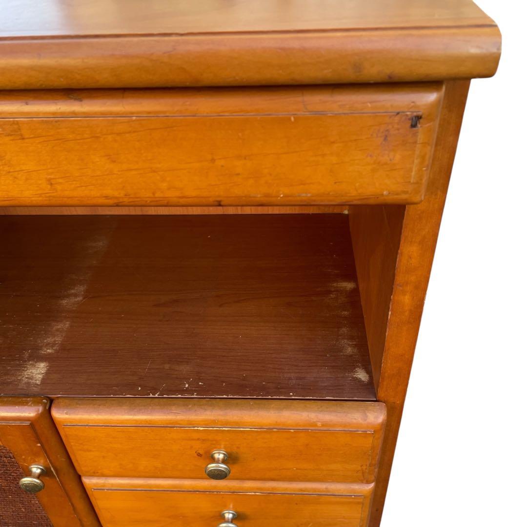 maruni 姫路マルニ　ラタン調　キャビネット 電話台　棚 レトロ タンス