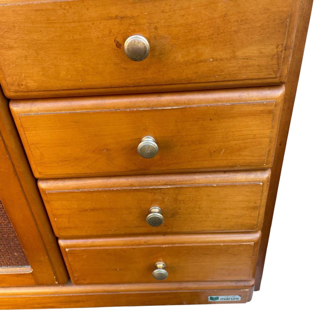 maruni 姫路マルニ　ラタン調　キャビネット 電話台　棚 レトロ タンス